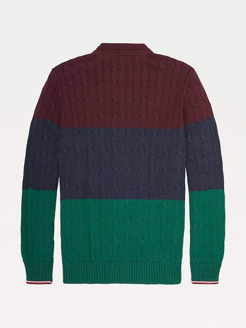 Tommy Hilfiger Adaptive Colour-Blocked Crew Neck Jumper Pulóverek Férfi Piros | TH073ODN