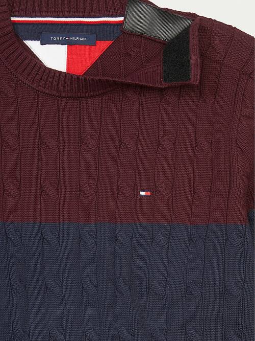 Tommy Hilfiger Adaptive Colour-Blocked Crew Neck Jumper Pulóverek Férfi Piros | TH073ODN