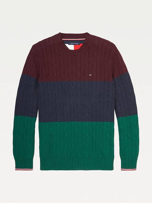 Tommy Hilfiger Adaptive Colour-Blocked Crew Neck Jumper Pulóverek Férfi Piros | TH073ODN