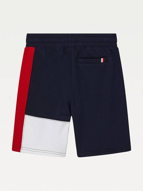 Tommy Hilfiger Adaptive Colour-Blocked Knit Shorts Nadrág Fiú Kék | TH963ZYV