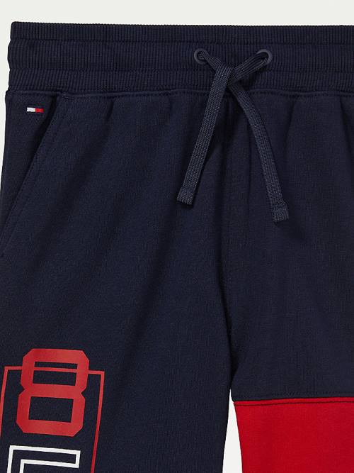 Tommy Hilfiger Adaptive Colour-Blocked Knit Shorts Nadrág Fiú Kék | TH963ZYV