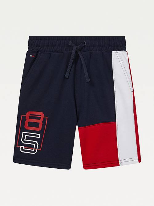 Tommy Hilfiger Adaptive Colour-Blocked Knit Shorts Nadrág Fiú Kék | TH963ZYV