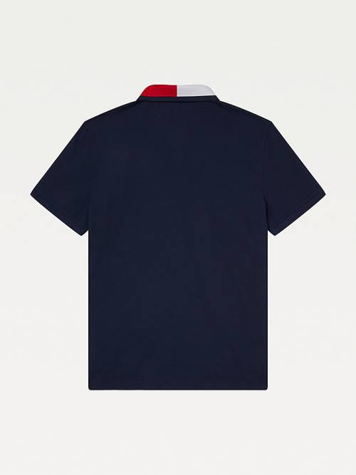 Tommy Hilfiger Adaptive Contrast Collar Custom Fit Póló Férfi Kék | TH432UOL