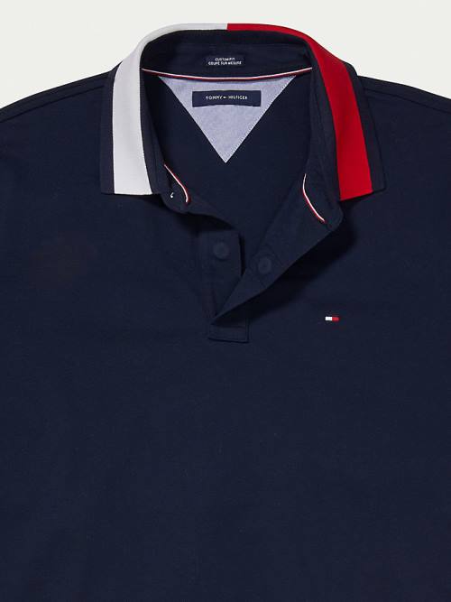 Tommy Hilfiger Adaptive Contrast Collar Custom Fit Póló Férfi Kék | TH432UOL