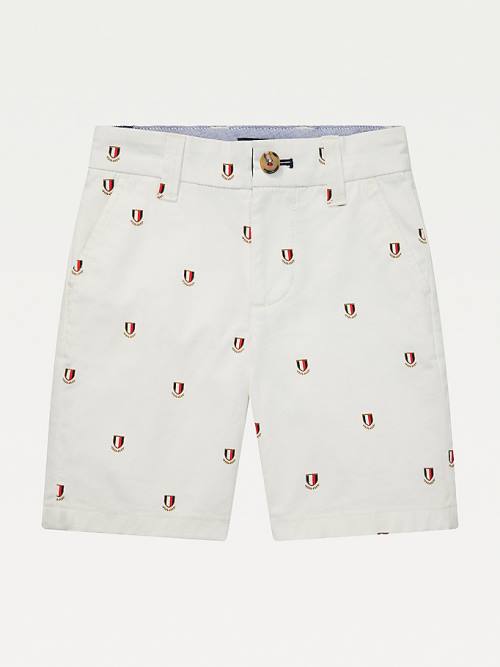 Tommy Hilfiger Adaptive Crest Print Shorts Nadrág Fiú Fehér | TH157XBH