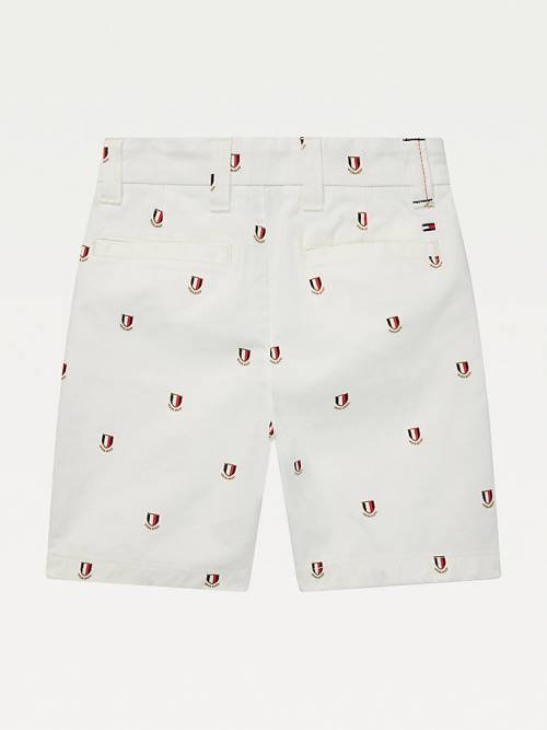 Tommy Hilfiger Adaptive Crest Print Shorts Nadrág Fiú Fehér | TH157XBH