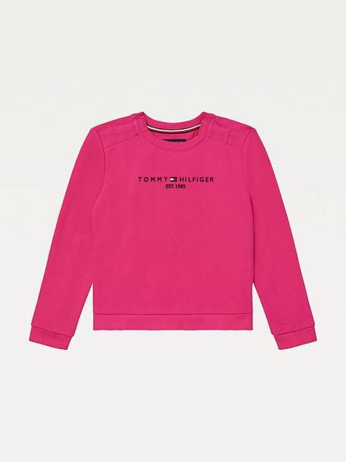 Tommy Hilfiger Adaptive Crew Neck Pulóver Lány Rózsaszín | TH370YBP