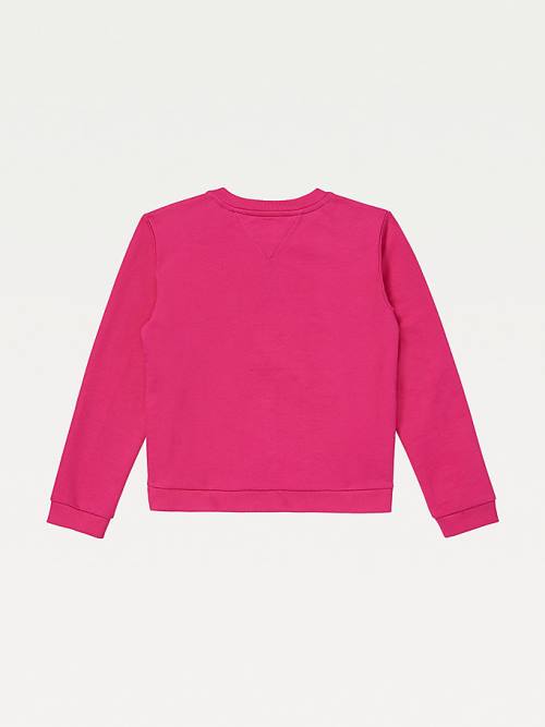 Tommy Hilfiger Adaptive Crew Neck Pulóver Lány Rózsaszín | TH370YBP