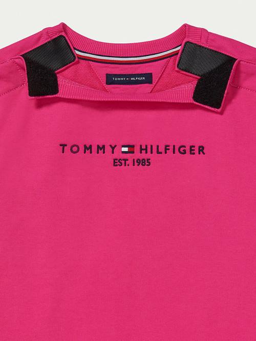 Tommy Hilfiger Adaptive Crew Neck Pulóver Lány Rózsaszín | TH370YBP