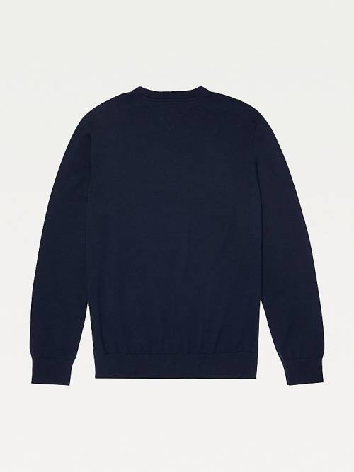 Tommy Hilfiger Adaptive Crew Neck Sweatshirt Pulóverek Férfi Kék | TH806DCM