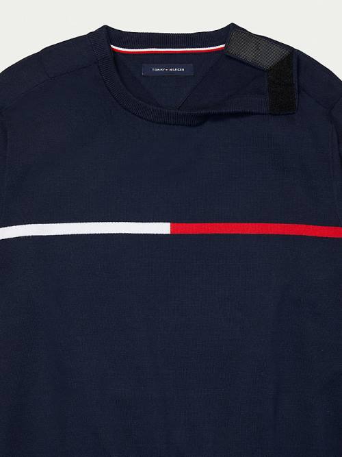 Tommy Hilfiger Adaptive Crew Neck Sweatshirt Pulóverek Férfi Kék | TH806DCM