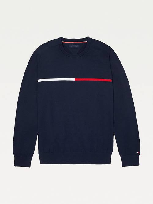 Tommy Hilfiger Adaptive Crew Neck Sweatshirt Pulóverek Férfi Kék | TH806DCM