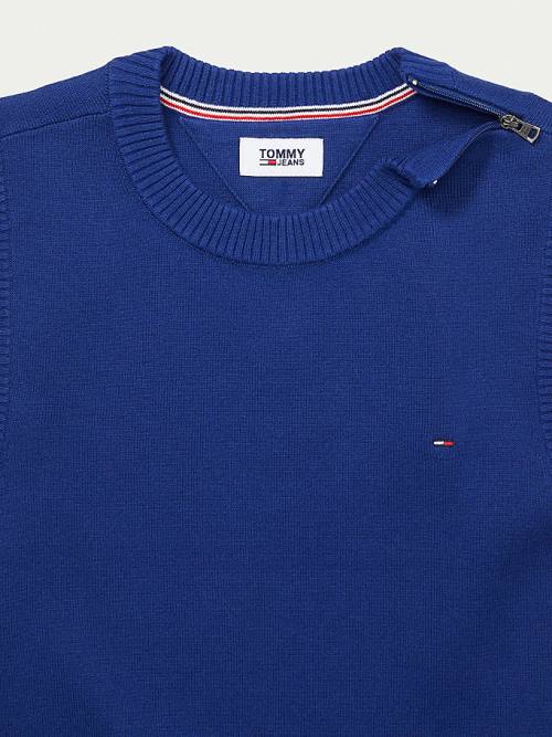 Tommy Hilfiger Adaptive Crop Mock Turtleneck Jumper Pulóverek Női Kék | TH125GKF