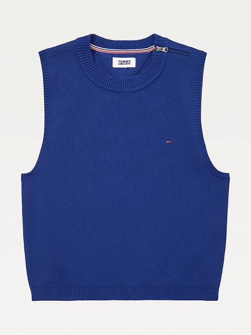 Tommy Hilfiger Adaptive Crop Mock Turtleneck Jumper Pulóverek Női Kék | TH125GKF