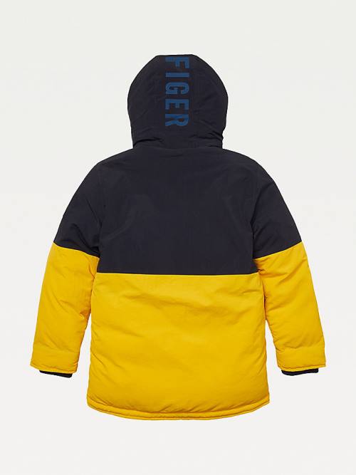 Tommy Hilfiger Adaptive Csuklyás Colour-Blocked Parka Kabát Fiú Sárga | TH315PBT