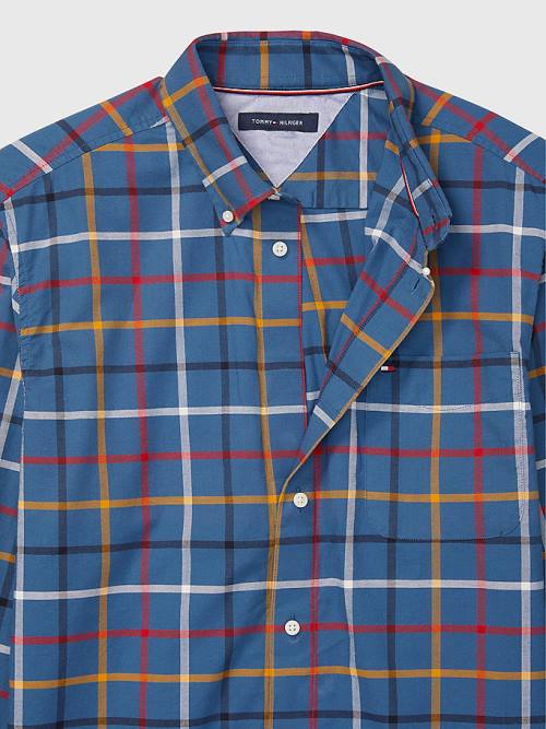 Tommy Hilfiger Adaptive Custom Fit Windowpane Check Ingek Férfi Kék | TH130KRG