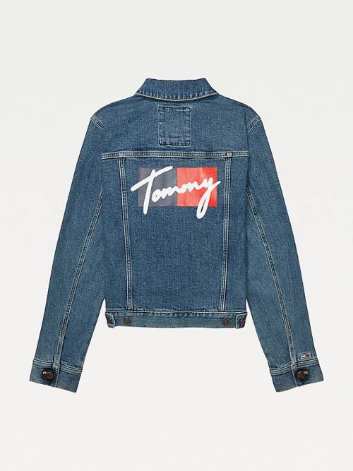 Tommy Hilfiger Adaptive Denim Trucker Kabát Női Kék | TH324QCL