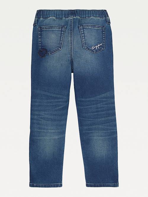 Tommy Hilfiger Adaptive Distressed Denim Joggers Farmer Lány Kék | TH265CXF