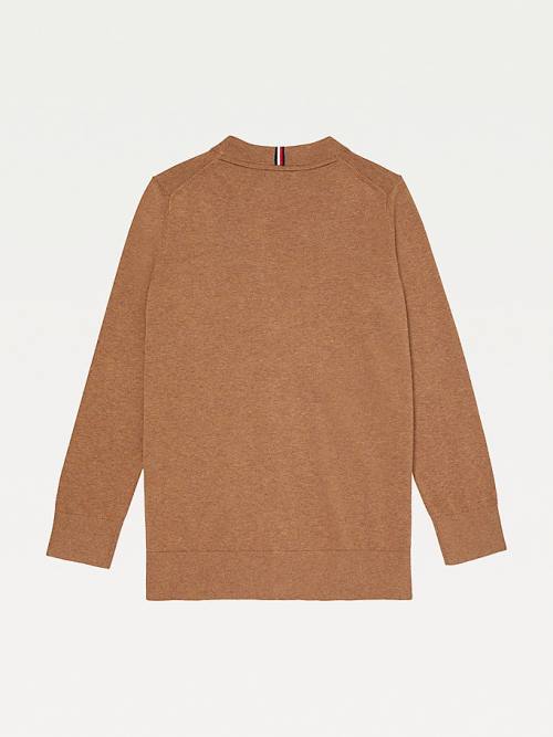 Tommy Hilfiger Adaptive Essential Pamut Cardigan Pulóverek Női Barna | TH051ONT