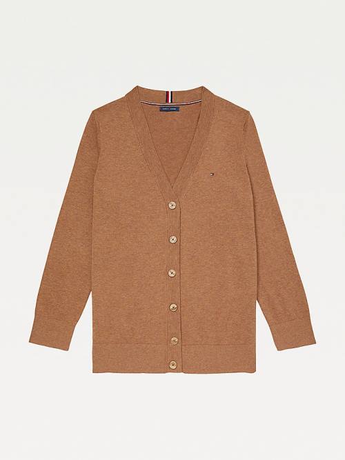 Tommy Hilfiger Adaptive Essential Pamut Cardigan Pulóverek Női Barna | TH051ONT