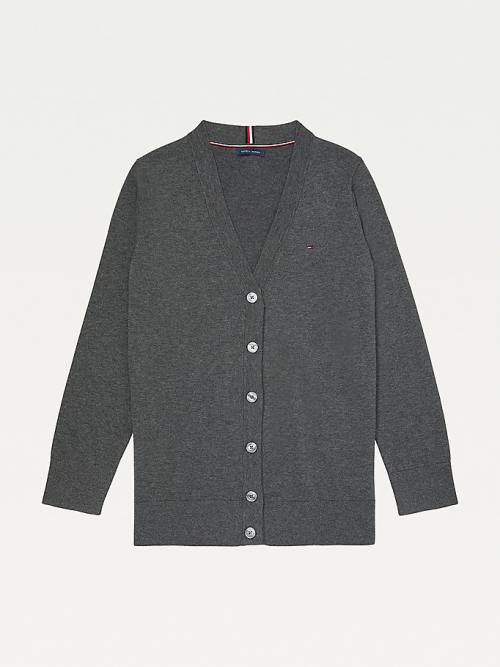 Tommy Hilfiger Adaptive Essential Pamut Cardigan Pulóverek Női Szürke | TH104EDS