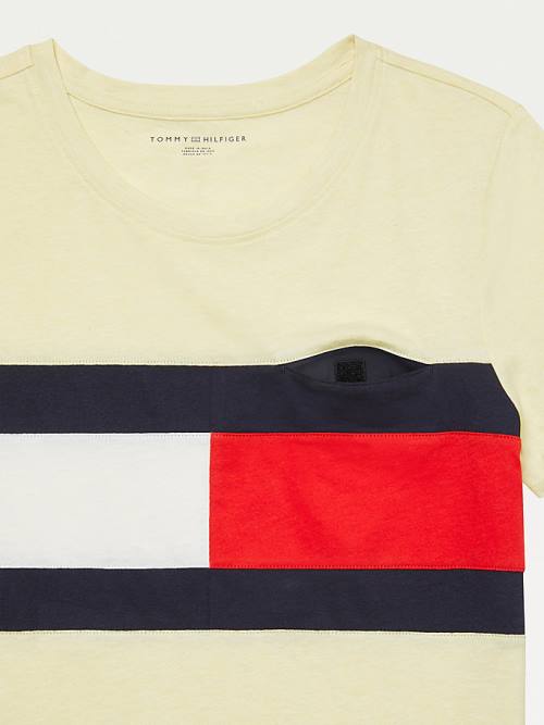 Tommy Hilfiger Adaptive Flag Print Pamut Póló Női Sárga | TH364SYR