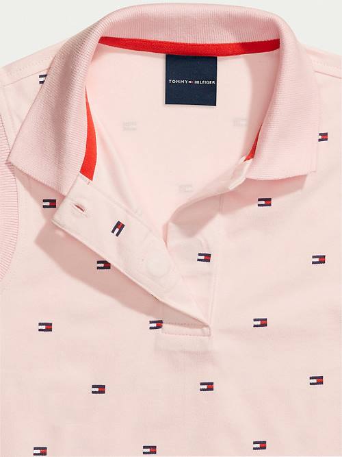 Tommy Hilfiger Adaptive Flag Print Ujjatlan Polo Póló Lány Rózsaszín | TH650ISR