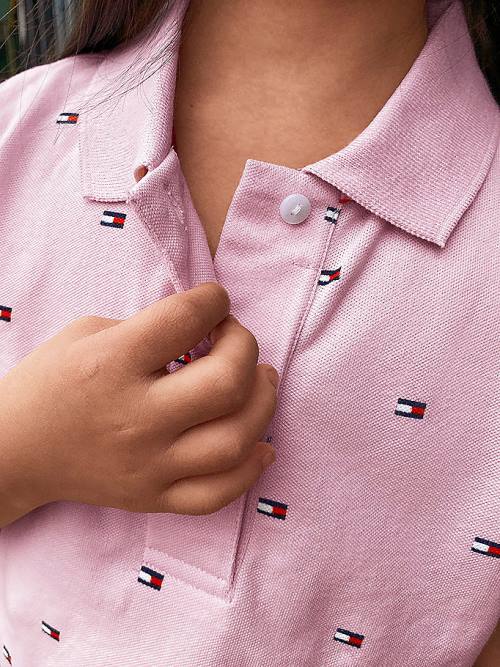 Tommy Hilfiger Adaptive Flag Print Ujjatlan Polo Póló Lány Rózsaszín | TH650ISR