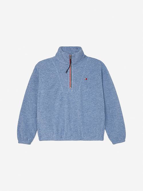 Tommy Hilfiger Adaptive Half Zip Popover Pulóver Női Kék | TH309QIT