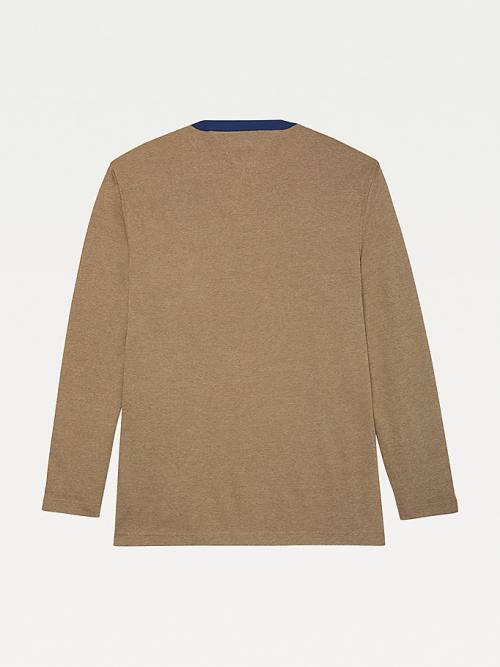 Tommy Hilfiger Adaptive Henley Neck Jumper Pulóverek Férfi Bézs | TH291ZPO