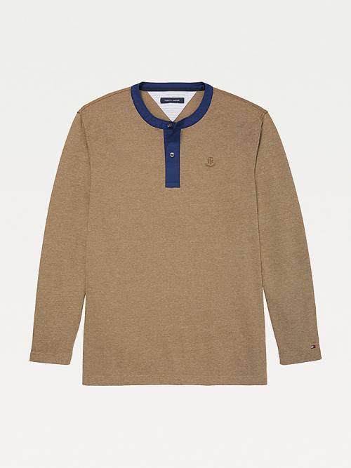 Tommy Hilfiger Adaptive Henley Neck Jumper Pulóverek Férfi Bézs | TH291ZPO