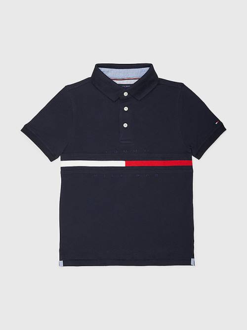 Tommy Hilfiger Adaptive Icons Stripe Polo Póló Fiú Kék | TH258HPR