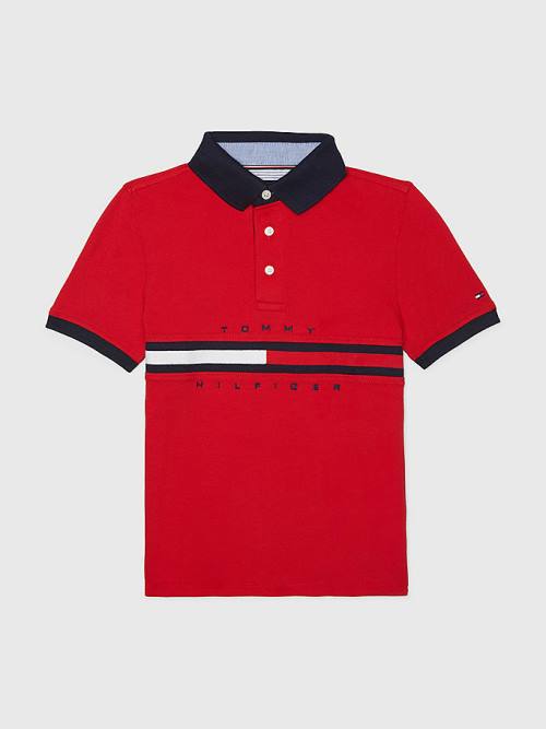 Tommy Hilfiger Adaptive Icons Stripe Polo Póló Fiú Piros | TH629BTA