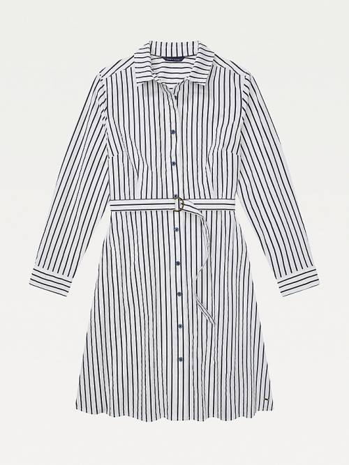 Tommy Hilfiger Adaptive Long Sleeve Stripe Shirt Ruha Női Kék | TH230YPW