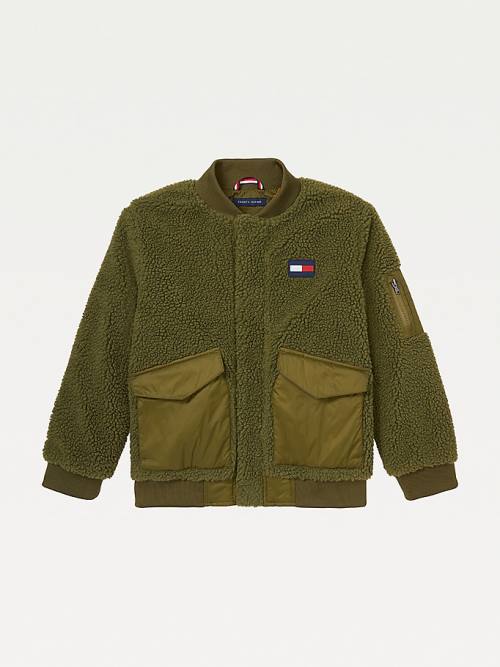 Tommy Hilfiger Adaptive Mixed Teddy Bomber Kabát Fiú Zöld | TH687NLG