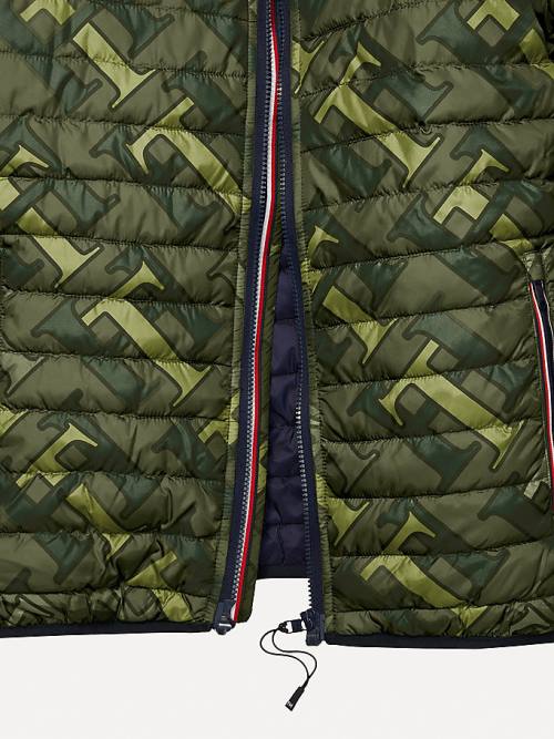 Tommy Hilfiger Adaptive Monogram Puffer Kabát Férfi Zöld | TH563OEI