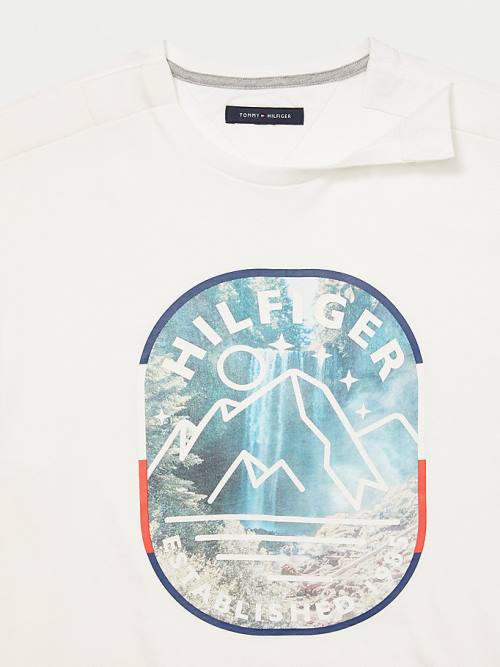 Tommy Hilfiger Adaptive Mountain Logo Graphic Póló Férfi Fehér | TH315DHF