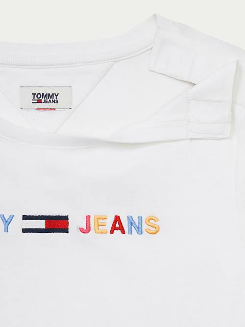 Tommy Hilfiger Adaptive Pamut Logo Póló Női Fehér | TH836UZV