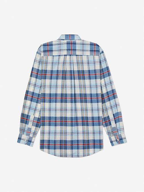 Tommy Hilfiger Adaptive Plaid Check Regular Fit Ingek Férfi Kék | TH783UZP