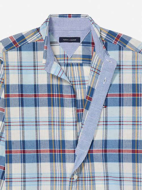 Tommy Hilfiger Adaptive Plaid Check Regular Fit Ingek Férfi Kék | TH783UZP