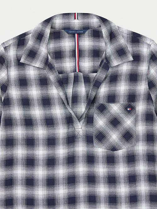 Tommy Hilfiger Adaptive Plaid Popover Ingek Női Kék | TH952IRJ