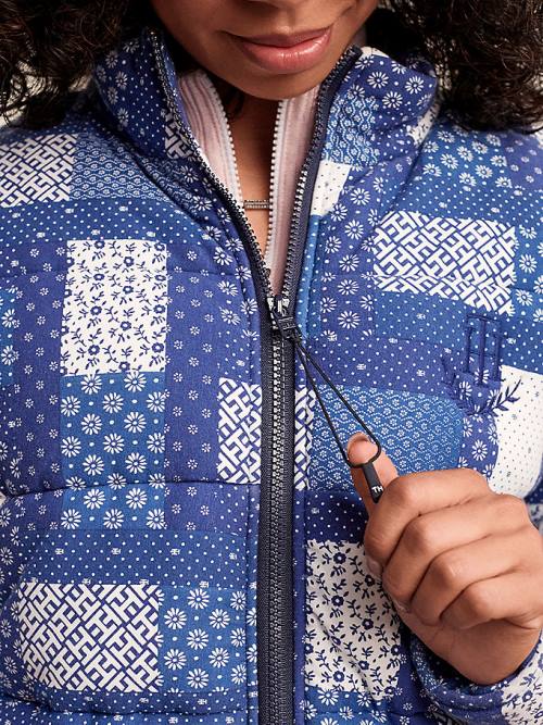 Tommy Hilfiger Adaptive Print Puffer Kabát Női Kék | TH982HNS