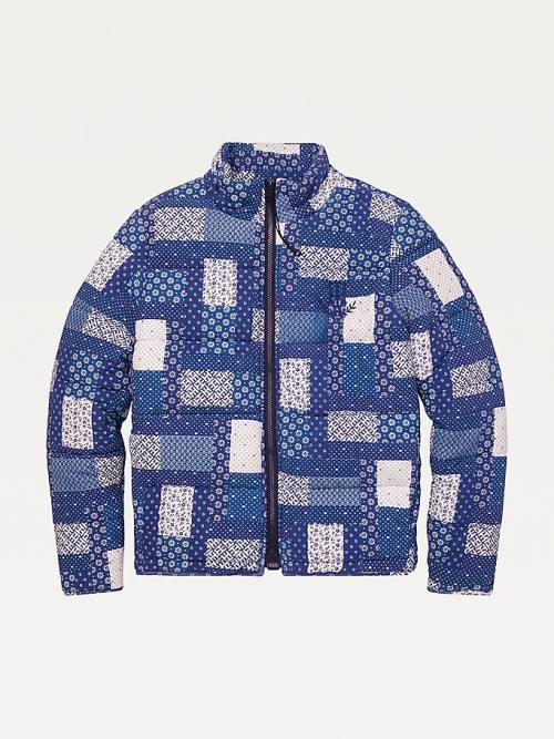 Tommy Hilfiger Adaptive Print Puffer Kabát Női Kék | TH982HNS