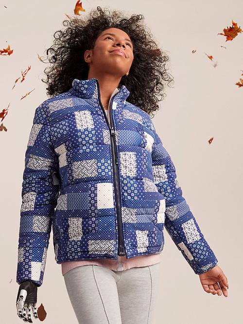 Tommy Hilfiger Adaptive Print Puffer Kabát Női Kék | TH982HNS