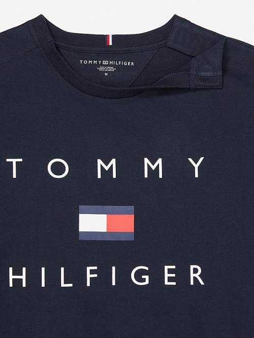 Tommy Hilfiger Adaptive Pure Pamut Logo Póló Férfi Kék | TH093CHY