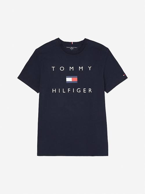 Tommy Hilfiger Adaptive Pure Pamut Logo Póló Férfi Kék | TH093CHY