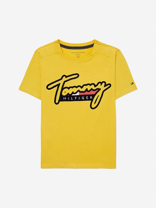 Tommy Hilfiger Adaptive Pure Pamut Logo Póló Fiú Sárga | TH350SVR