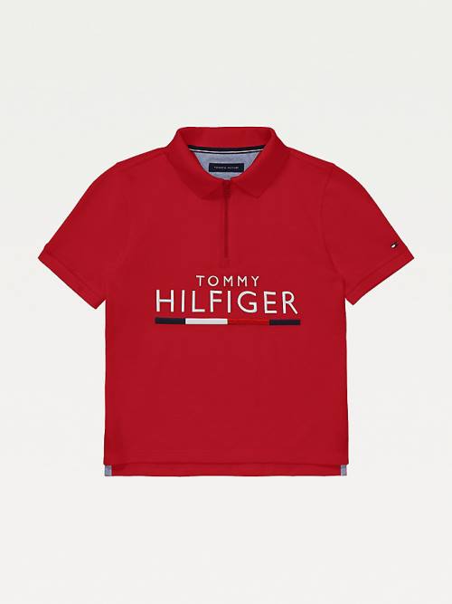 Tommy Hilfiger Adaptive Pure Pamut Polo Póló Fiú Piros | TH154YBP