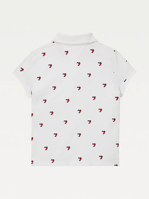 Tommy Hilfiger Adaptive Seated Fit Heart Print Polo Póló Lány Fehér | TH518VHG