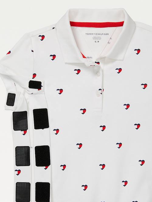 Tommy Hilfiger Adaptive Seated Fit Heart Print Polo Póló Lány Fehér | TH518VHG